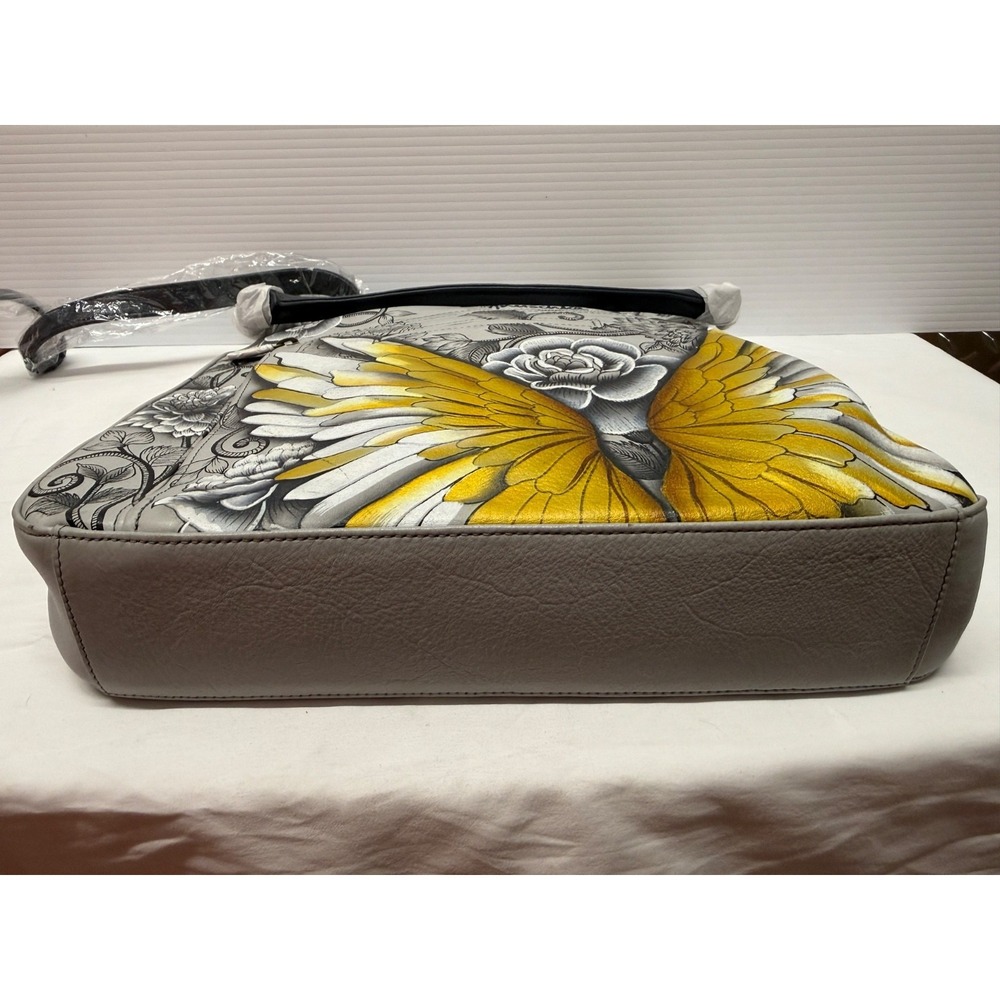 Anuschka Hand-Painted Leather Hobo PURSE w/ Coin Pouch $299.00 GUARDIAN ANGEL - Picture 12 of 13